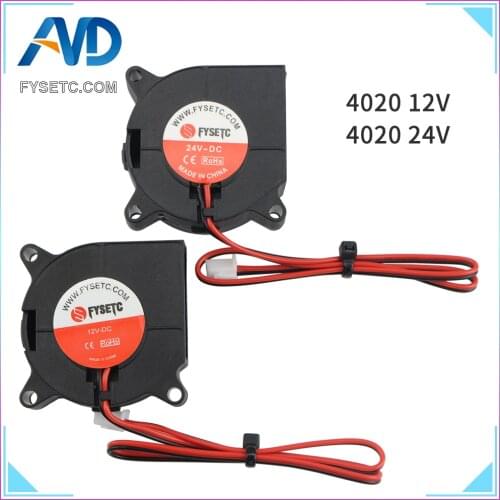 2PCS FYSETC 4020 12V&24V Cooling Turbo Fan 3D Printer Parts 2Pin For Extruder DC Cooler Blower Part Black Plastic Fans