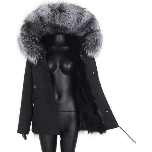 2021 Women Short Parka Natural Fox Fur Collar Big Fur Real Fur Coat Removable Thick Warm Fashion Coat Female Winter Jacket