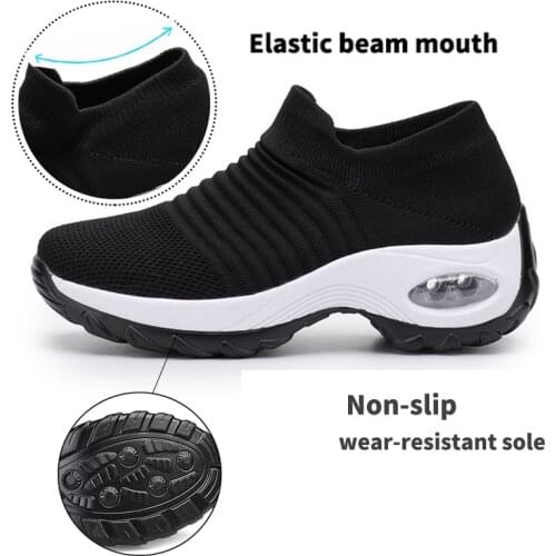 VIP Casual Womens Walking Sneakers Comfortable Soft Knitting Socks Shoes Air Cushion Increasing Height