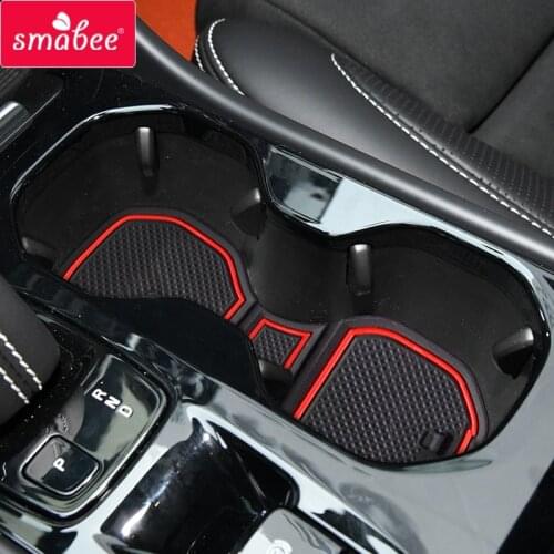 Smabee Car Anti-Slip Gate Slot Mat for Volvo XC40 2019 2020 Interior Accessories Cup Holders Non-slip mats Car Sticker Coaster