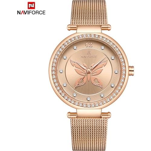 Direct Selling 2021 NAVIFORCE Best New Womens Watch Fashion Elegant Of Butterfly Graphics With Diamonds Quartz Ladies Watches