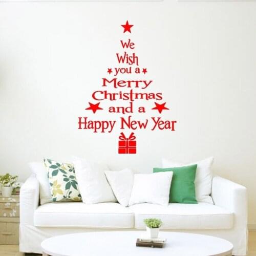 Christmas Tree Happy New Year Glass Window Background Wall Sticker Toy Childrens Room Decoration Sticker