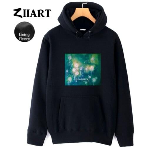 Dandelion Seeds Freedom life Taraxacum Green plant watercolor Couple Clothes Autumn Winter Fleece Girls Woman Hoodies ZIIART