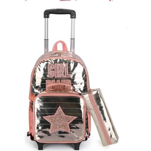 School Wheeled backpack for girls Children school Rolling backpack bag Kids Trolley Bag with wheels Travel luggage Trolley Bags