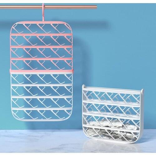 Foldable Laundry Drying Rack Socks Windproof Dryer Hanger Storage Basket