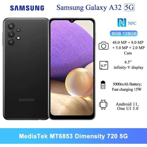 Samsung Galaxy A32 5G Smartphone 6.5" HD+ Dimensity 720 Octa-core Android 11 Mobile Phones 6GB 128GB 13MP Front Cam 5000mAh