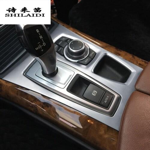 Car styling Center Console Gear Shift Panel decoration Gears cover Stickers trim for BMW X5 E70 X6 E71 Interior Auto Accessories