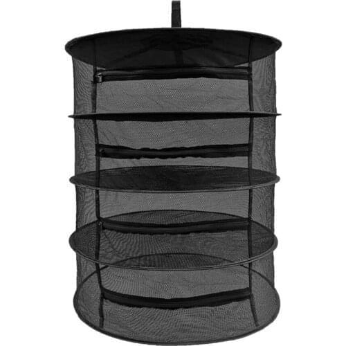 Drying Rack 4 Layers with Zipper Folding Herb Drying Net Dryer Bag Mesh Hanging Basket Built-in Steel Wire