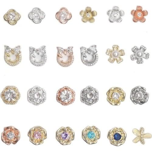 2Pcs Nail Zircon Decoration Flower Shaped Nail Art Charms 3D Manicure Jewelry Polish Accessories Fashion Korean Nail Art Gems