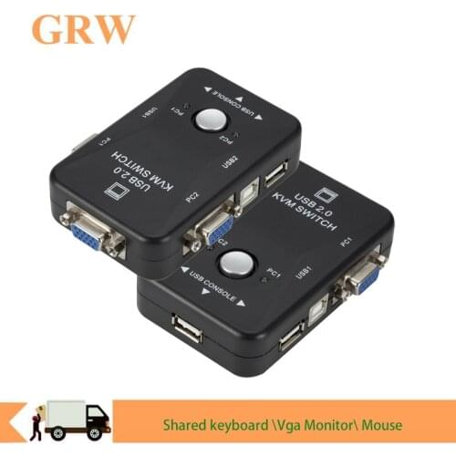 USB Sharing KVM Switch Switcher 2 Port VGA SVGA Switch Box USB 2.0 Mouse Keyboard Printer Switch for 2 computer Share kvm