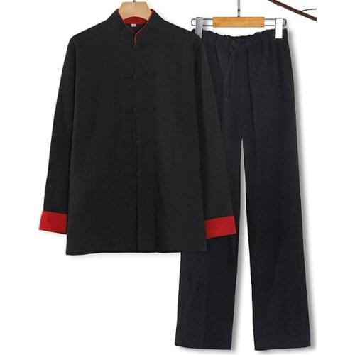 High grade Cotton&linen male kung fu uniforms clothing tang suits lay meditation tai chi suit gray/green/black/blue