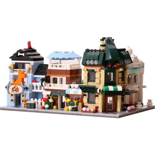 XINGBAO 01105 City Street View Series 4 IN 1 The Coffee Shop Wedding Store Flower Shop Pet Shop Building Blocks Bricks Creators