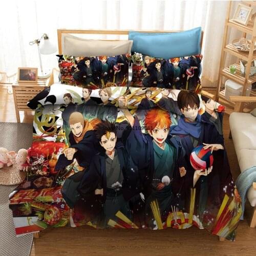 Japan Anime Haikyuu 3D Printed Bedding Set Duvet Covers Pillowcases Comforter Bedding Set Bedclothes Bed Linen Children Gifts