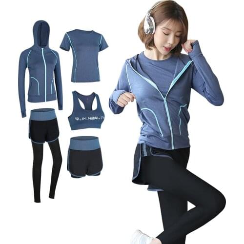 2/3/4/5 PCS Plus Size Yoga Set Women Gym Tracksuits High Waist Leggings Short Suits Fitness Clothing Workout Clothes Sportwear