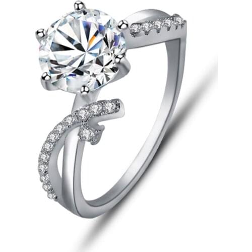 Women Geometry Ring Trendy Crystal Engagement Claws Rings For Ladies With AAA White Cubic Zirconia Rings Female Wedding Jewelry