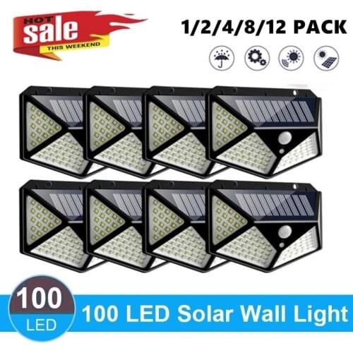 1/4/8/12PCS 100 LED Solar Light Outdoor Solar Lamp With Motion Sensor Light SunLight Street Lamp LED Spotlight For Garden Decor