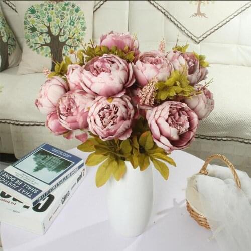 1 Bunch European Artificial Peony Decorative Party Silk fake Flowers Peonies For Home Hotel decor DIY Wedding Decoration wreath