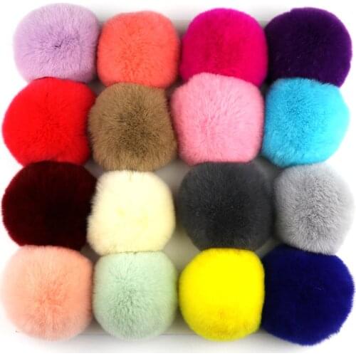 10pcs/Lot 8cm Pom Pom Plush Toy DIY Keychain Key Pendant Soft Stuffed Animal Toys Kids Girls Bag Hang Pendant
