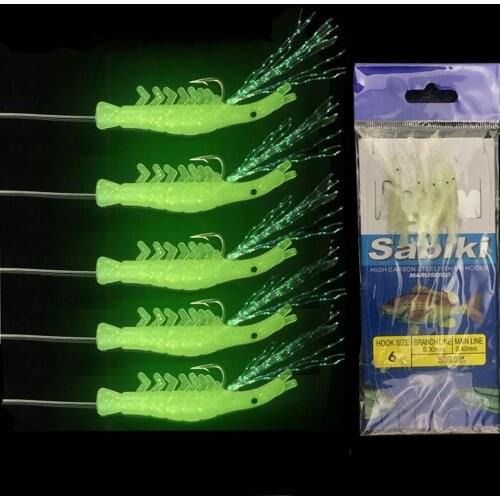 2 Sets Luminous Shrimp hook Fishing Lure Hook Tack Bait Jigs Hook Sabiki Rigs Soft Lure Fishing Hooks Sea Fishing Hooks