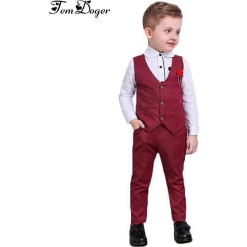 2017 Spring Autumn Children Clothing Sets Kids Clothes Suits Boys Gentleman Fashion Wedding Formal Clothes Sets Vest Shirt Pant