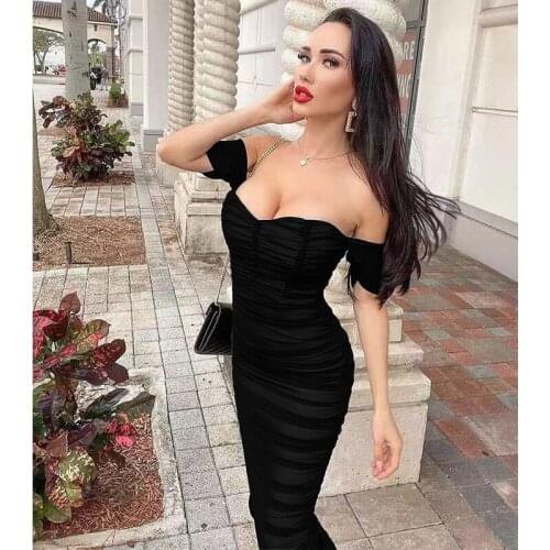2021 New Arrival Sexy Fashion Women Black Off The Shoulder Maxi Long Dress Ladies Elegant Party Dress Vestidos