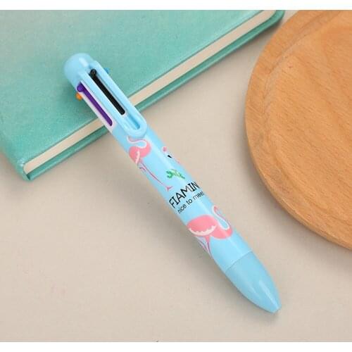 3Pcs/Lot 6 In 1 Unicorn Colorful Pens Novelty Multicolor Ballpoint Pen Multifunction Stationery School Supplies