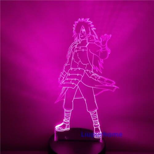 3D LED Night Light Naruto Uchiha Madara Anime Figures 7 Color Touch Optical Illusion Table Lamp Home Decoration Model Night Lamp