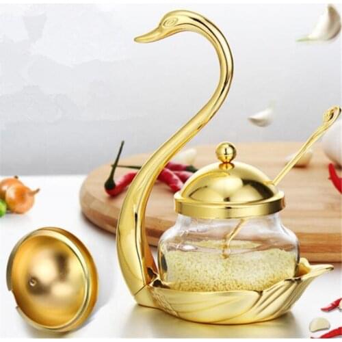 Seasoning Jar Condiment Container Spice Pot Glass Salt Sugar Pepper Coffee Storage Kitchen Organizer