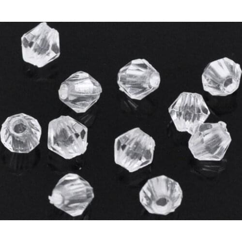 Doreen Box hot- 2000Pcs Clear Faceted Bicone Acrylic Spacer Beads 4x4mm(B11221)