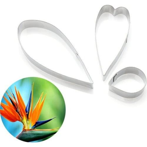 Stainless Steel British Sugar Cut Mold Strelitzia Reginae Petals 3 Pieces of Fondant Cakes Molds Decorated Soft Clay Tools DIY