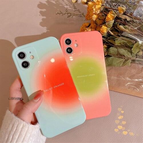 Gradient Sunset Silicone Phone Case For iPhone 11 12 Pro Max Mini XR X XS Max 78 SE2020 Dirt-resistant Anti-knock Soft Cover
