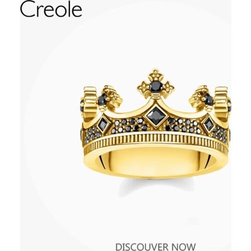 Ring Royal Golden Crown in 925 Sterling Silver With Black Stones 2021 Brand New Fine Men Jewelry Victorian Age Vintage Bijoux