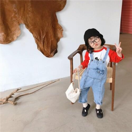 New Baby Kids Jumpsuits 2020 Spring Autumn Korean Denim Pants Overalls for Girl Toddler Baby Boys Casual Jeans 2 3 4 5 6 7 Years