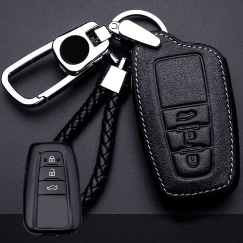 Leather Car Key Cover Case For Toyota Land Cruiser Prado Camry Prius Crown CHR Highlander Auris Corolla Avensis Verso Yari