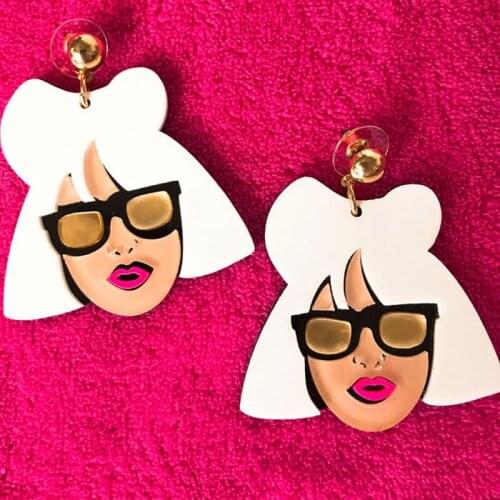 YAOLOGE Europe America Fashion Summer Acrylic Cute Girl Big Earrings Punk Hip-Hop Long Earrings For Women Party Club Jewelry