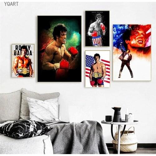Motivational Artwork of Rocky Balboa Boxing Bodybuilding Canvas Paintings Watercolor Abstract Posters Home Decorative Pictures