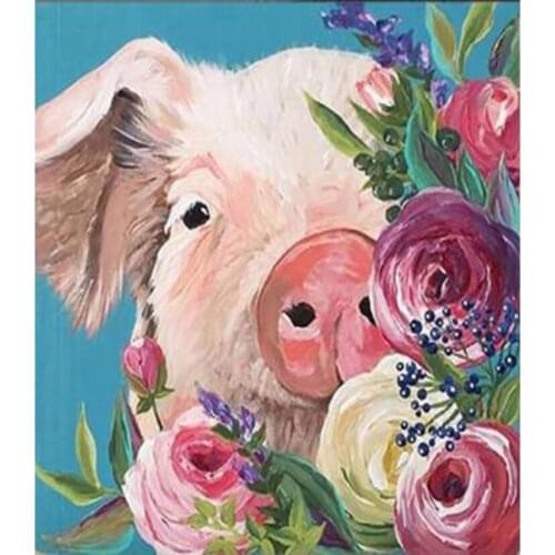 Diamond Painting Kit Pig Home Decoration Embroidery Cross Stitch Animal Rose Mosaic Flower Diamond ArtGJ83