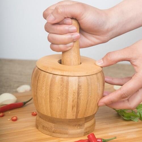 Mill Wooden Mortar And Pestle Set Garlic Pot Grinding Bowl Kitchen Tools & Gadgets Herb Mill Crusher
