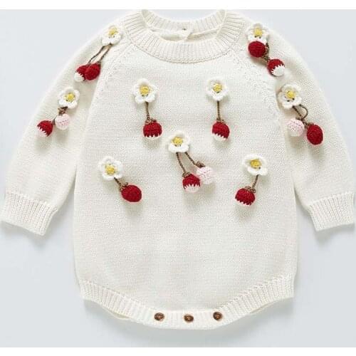 Autumn New Toddler Baby Girls Knitted Bodysuit Infant Jumpsuit Knitwear Outfits Newborn Sweater Baby Knit One-piece Clothing