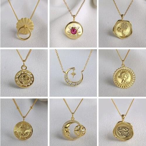 PONYKISS Trendy 100% 925 Sterling Silver Hot Fashion Golden Geometric Pendant Necklace Women Party Delicate Jewelry Chic Gift