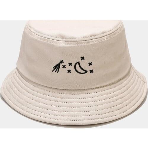 2021 Summer Bucket Sun Hats Women Mens Panama Hat Double-sided Wear Fishing Hat Embroidered Fisherman Cap for Boys/Girls
