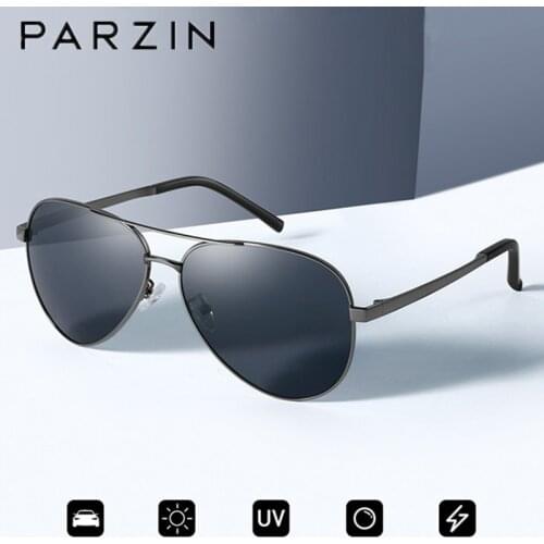 PARZIN Polarized Men Sunglasses Classic Aviation Night Vision Glasses Male Driver Yellow Driving Glasses Retro Eyewear 6651