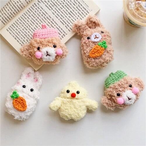 Winter Plush Bear Cherry Chick Bluetooth Wireless Headset Set Soft Cover for Airpods 1/2 Earphone Protective Shockproof Case