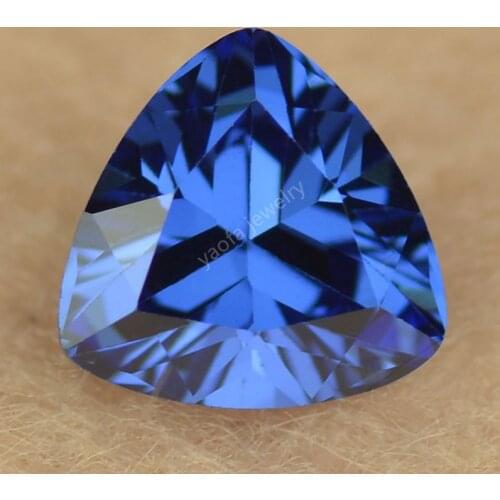 Sale 5A CZ Tanzanit-e Stone 3x3~12x12mm Deep Blue Zoisite Color Triangle Shape Trillion Cut Loose Synthetic Cubic Zirconia Gems