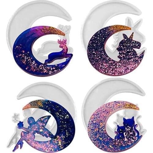Silicone Mold Jewelry Moon Animals Casting UV Epoxy Resin Mold For DIY Pendant Charm Craft Handmade Jewelry Making 1pc JOJO BOWS