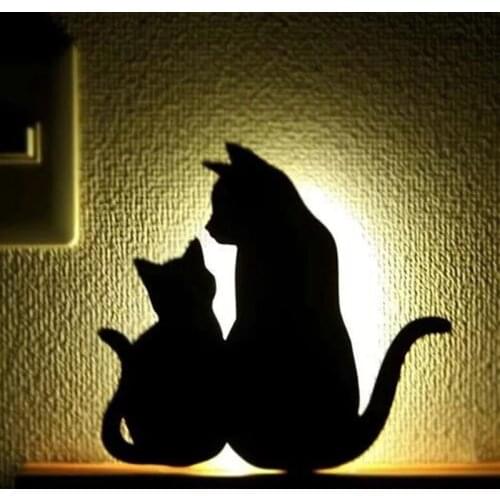 LED Cat Indoor Wall Lamp Festive Decoration Atmosphere Lamp Colorful Light Bedroom Night Lights Remote Control