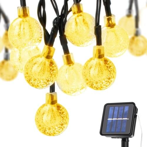 LED Solar Light Crystal Ball Fairy Lights String Outdoor Garlands Decor Lamp Waterproof Led Lighting 5-12M for Holiday 8 Modes