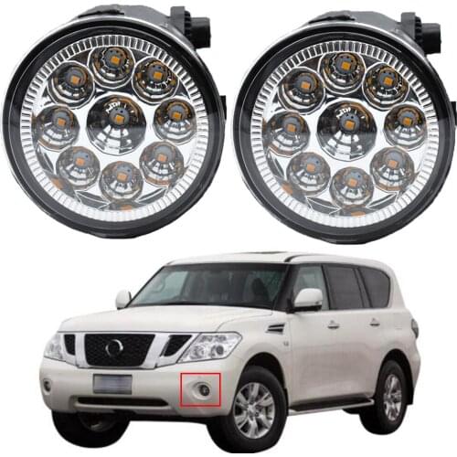 2PCS For Nissan Patrol 3 III Y62 Car H11 LED Fog Light DRL Daytime Running Light 12V 2010 2011 2012 2013 2014 2015