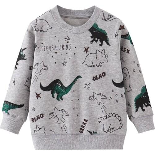 Jumping Meters Dragon Boys Sweatshirts Cotton Baby Clothes for Autumn Winter Kids Tops Cartoon Animals Printed Boys Girls Shirts