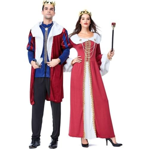 Umorden Medieval Royal Storybook European Emperor King Queen Costume Halloween Carnival Mardi Gras Party Outfits Dress